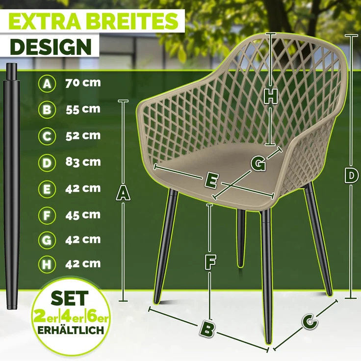 tillvex® Gartenstuhl 4er Set Wetterfest mit Armlehne | Outdoor Stühle bis 120kg belastbar | Gartenstühle UV-beständig | Terrassenstuhl Gartenmöbel Terrasse Balkon Outdoor Garten – Bild 7