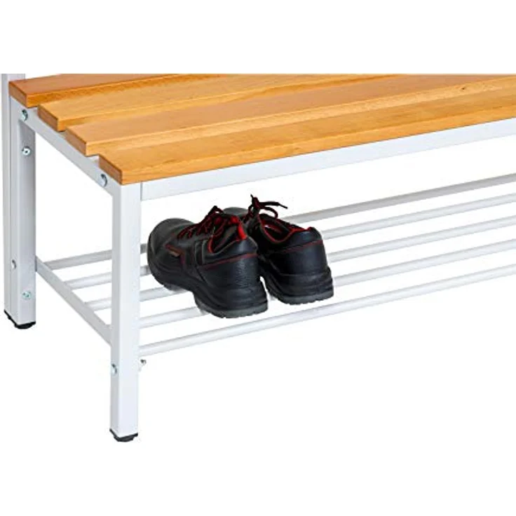 furni24 Bank Umkleidebank, Sitzbank für Umkleideräume mit Schuhrost BxHxT: 100 x 42 x 40 cm, Umkleidesitzbank, Umkleidebank, Garderobenbank, Sportbank, Bank mit Echtholz für Fitnessstudio – Bild 10
