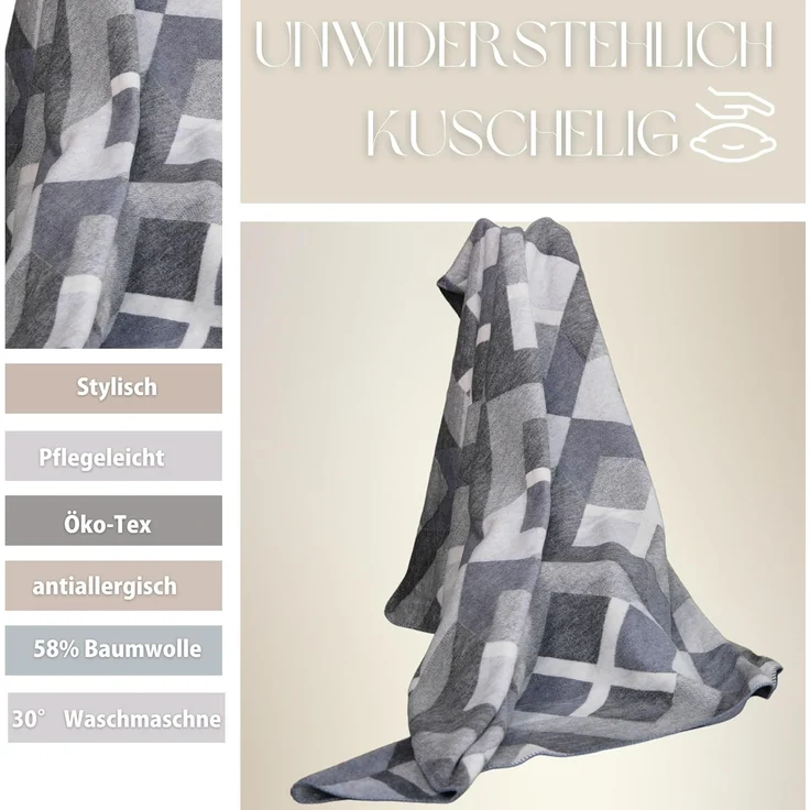 Plaid Kuscheldecke flauschig Tagesdecke 150x200 cm, SEI Design, Deko Wohnzimmer Überwurf für Couch – Bild 2