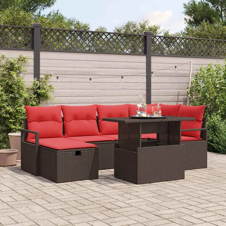vidaXL Gartensofa-set 7 stk. Poly-Rattan 3359801