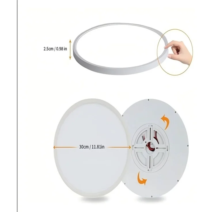 DELIPOP – Moderne LED – Deckenleuchte 24 W 6000 K IP44 wasserdicht, rund, für Badezimmer, Schlafzimmer, Küche, Wohnzimmer – Weiß – 30x30x2,5cm – Bild 5