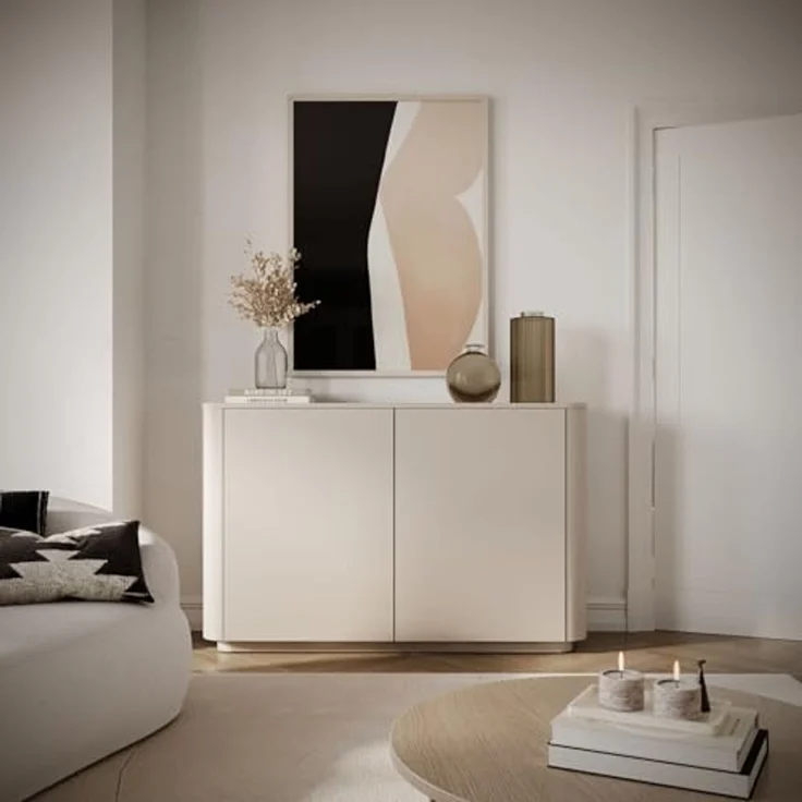 Selsey Kommode Mit Schubladen, 140 cm Breite, Zweitürige Kommode Kaschmirgrau, Minimalistisches Design, Kommoden & Sideboards, Kaschmirmatt, Robuste Spanplatte – Bild 2