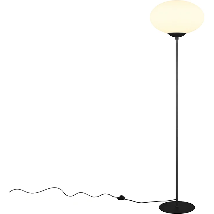 Retro LED Stehleuchte Schwarz mit Glaskugel Lampenschirm, Höhe 150cm – Bild 2