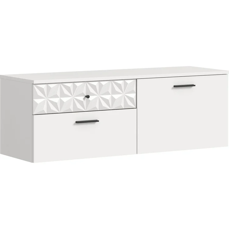 Xonox Prisma Schuhschrank (B/H/T 110x38x35 cm) in weiß NB und Hochglanz absetzungen