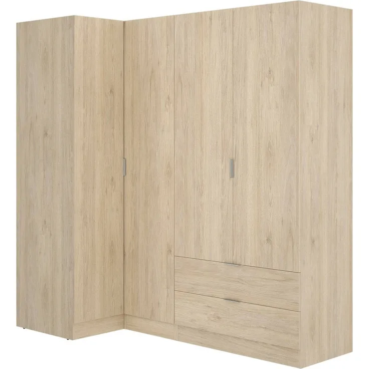 Dmora Großer Kleiderschrank Efesto, Eckschrank für Schlafzimmer, Eckschrank, 174x91h184 cm, Eiche