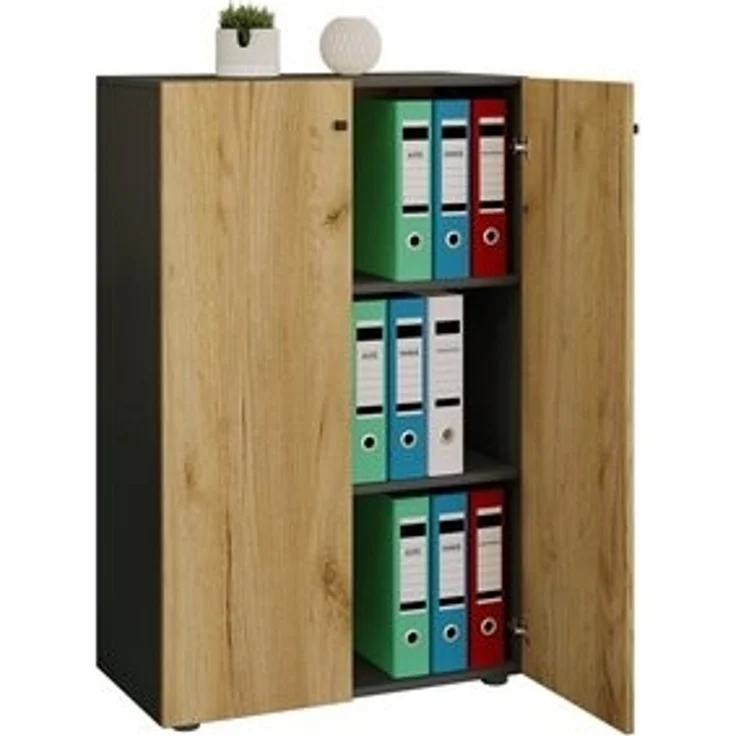 VCM Büroschrank Lona 919580 Anthrazit / Honig-Eiche B. 70 x H. 111 x T. 38 cm – Bild 6
