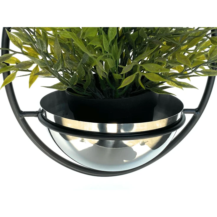 DanDiBo Blumenampel Innen Metall Wand Hängepflanzen 43 cm 96087 S mit Topf Silber Pflanzenhänger Blumenhänger Topfhänger Blumen Blumentopfhänger Hängetopf – Bild 3