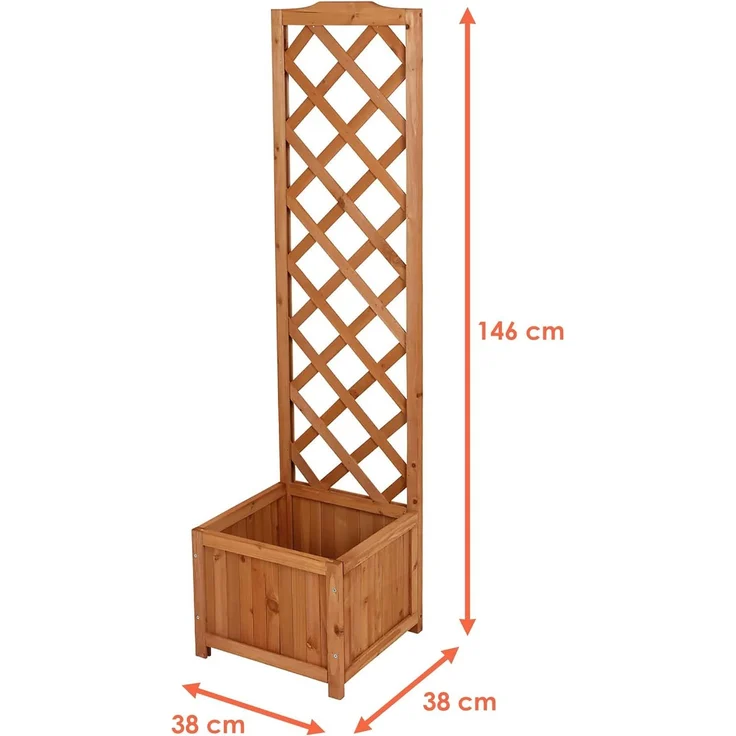 Spetebo Pflanzkübel Holz Blumenkasten mit Spalier und Rankhilfe (Anzahl, 1 St, Stück), mit integrierter Rankhilfe – Bild 2