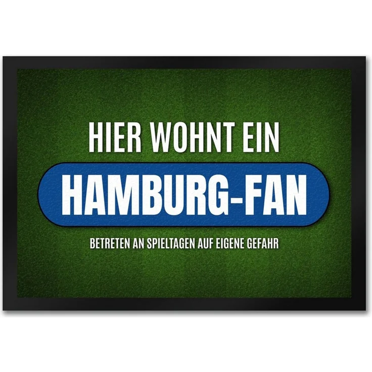 speecheese Fußmatte Hier wohnt ein Hamburg Fan Fußmatte mit Rasen Motiv Fußball Stadion – Bild 3