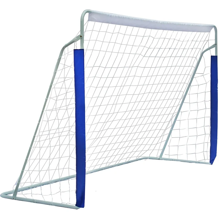 LVHOM Fußballtor 244x152 cm, klappbares Trainingstor aus Stahl, Jugendfußballtor mit Bodenankern für Garten, Weiß & Blau – Bild 1
