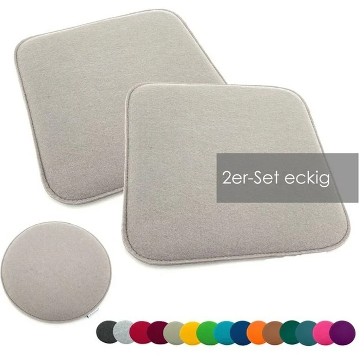 heimtexland ® Sitzkissen Set Filz Stuhlkissen Stuhlauflage Filzkissen Stuhl Polster Kissen Typ631 2er Set 35 cm Rund Sand – Bild 4