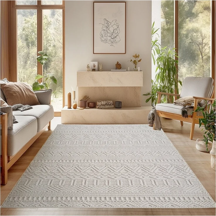 SIMPEX24 Designteppich Einfarbig Boucle Loop, Rund, Höhe: 7 mm, Teppich Wohnzimmer, Schlafzimmer, Gästezimmer – Bild 1