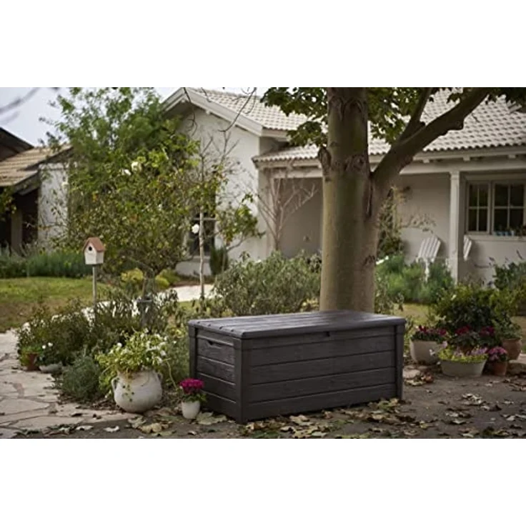 Kissenbox 454L Grau Garten Truhe Außen Aufbewahrung Deckel Kiste Geräte Auflagen – Bild 3