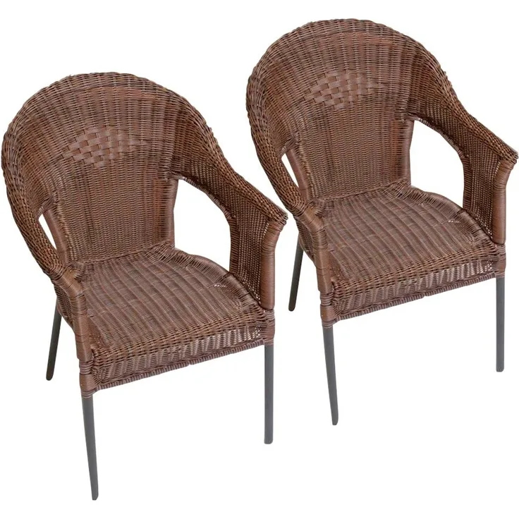 MERXX Gartensessel Ravenna (Set, 2-St), 2er Set, Polyrattan, stapelbar, braun