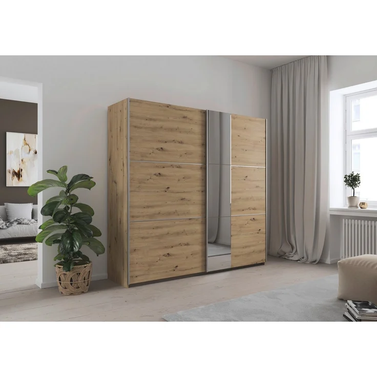 rauch Schwebetürenschrank Kleiderschrank Schrank Garderobe TOPSELLER ASTANA OTTO´s CHOICE (3 Ausstattungen BASIC/CLASSIC/PREMIUM (inkl. SOFT-CLOSE-FUNKTION) mit 3 Spiegelelementen, Metallgriffleisten alufarbig MADE IN GERMANY – Bild 1