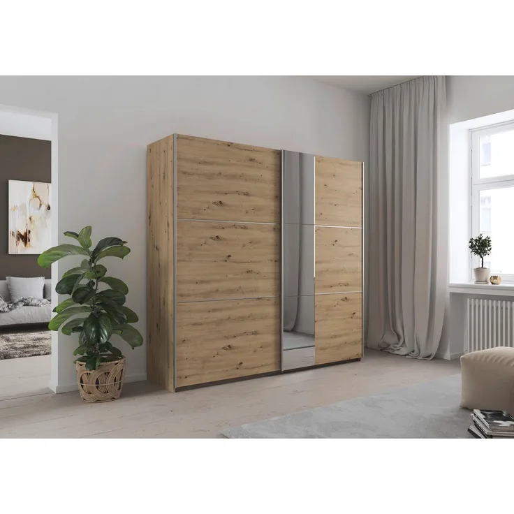 rauch Schwebetürenschrank Kleiderschrank Schrank Garderobe TOPSELLER ASTANA OTTO´s CHOICE (3 Ausstattungen BASIC/CLASSIC/PREMIUM (inkl. SOFT-CLOSE-FUNKTION) mit 3 Spiegelelementen, Metallgriffleisten alufarbig MADE IN GERMANY