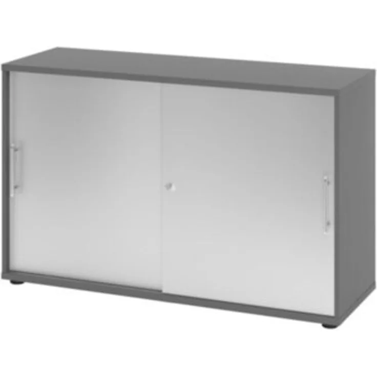 HAMMERBACHER Schiebetürschrank - 2OH 120 cm Relinggriff Graphit/Silber