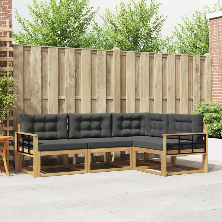 vidaXL Outdoor-Sofagarnitur 4 stk. Weiß und Anthrazit 3386386 – Bild 1
