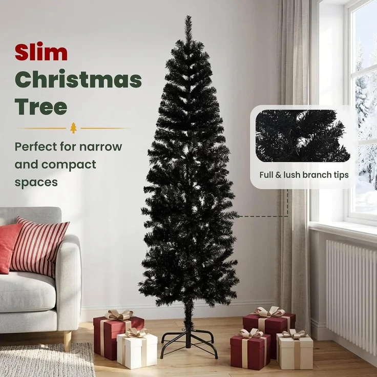vidaXL Künstlicher schlanker Weihnachtsbaum 210 cm PVC und Stahl 42055253 – Bild 5