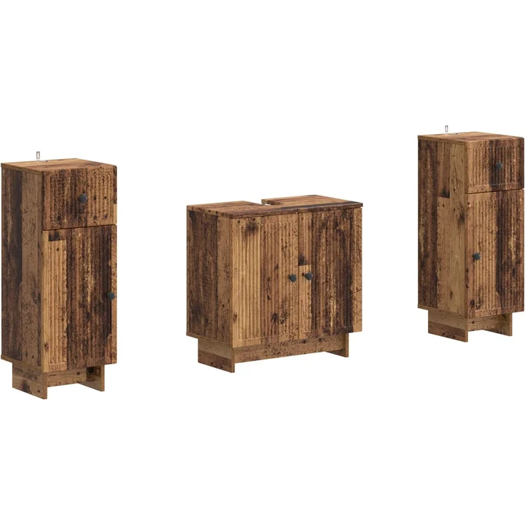 vidaXL 3-teiliges Badezimmer-Schranksystem EDE 3 stk. Altholz 3417988 – Bild 2