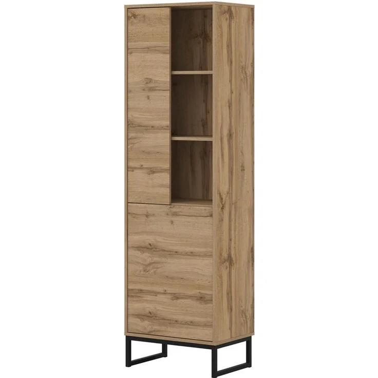 OTTO home Vitrine Loft, Höhe 180 cm, moderne grifflose Standvitrine mit 2 Türen Hochschrank mit viel Stauraum, verstellbaren Einlegeböden, Regal – Bild 2