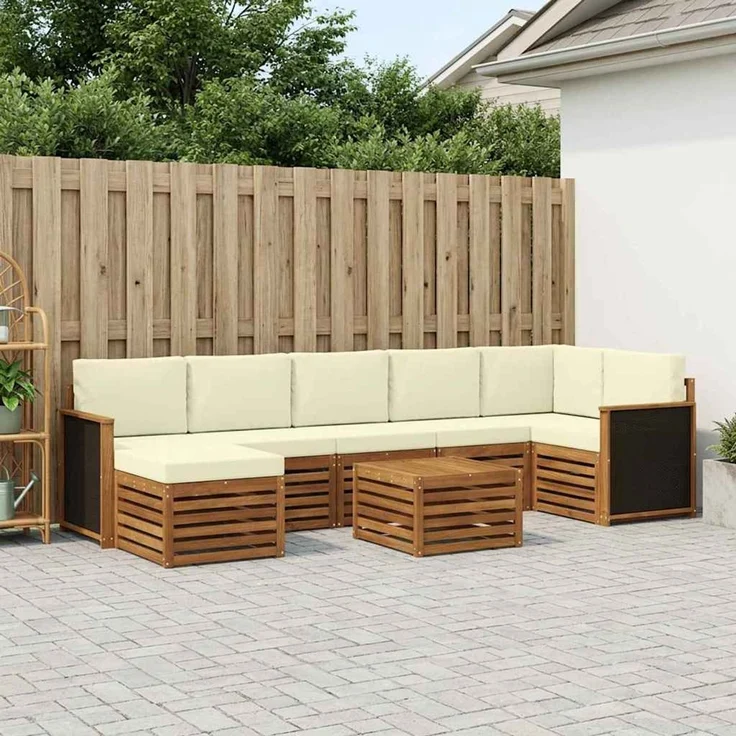 vidaXL Outdoor-Sofagarnitur 8 stk. 8-Sitzer Natur und Creme 3384641 – Bild 1