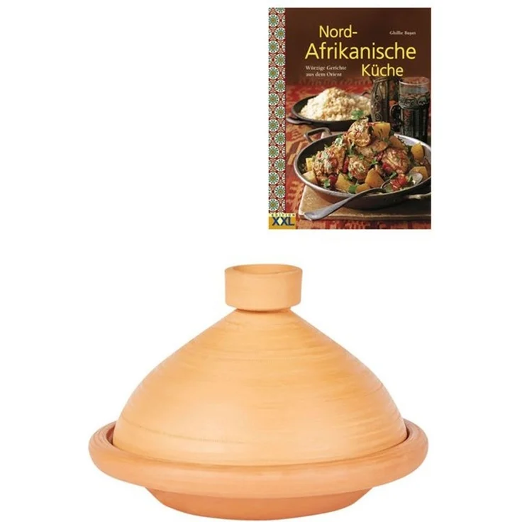 Marrakesch Orient & Mediterran Interior Dampfgartopf 2er Set ORIGINAL Tajine Tuareg Ø 27 cm + Nord-Afrikanische Küche Buch, (2-tlg), Handarbeit – Bild 4