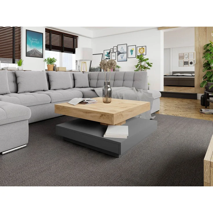 Couchtisch Luriso (Farbe: Wotan Eiche / Graphit Grau) – Bild 4