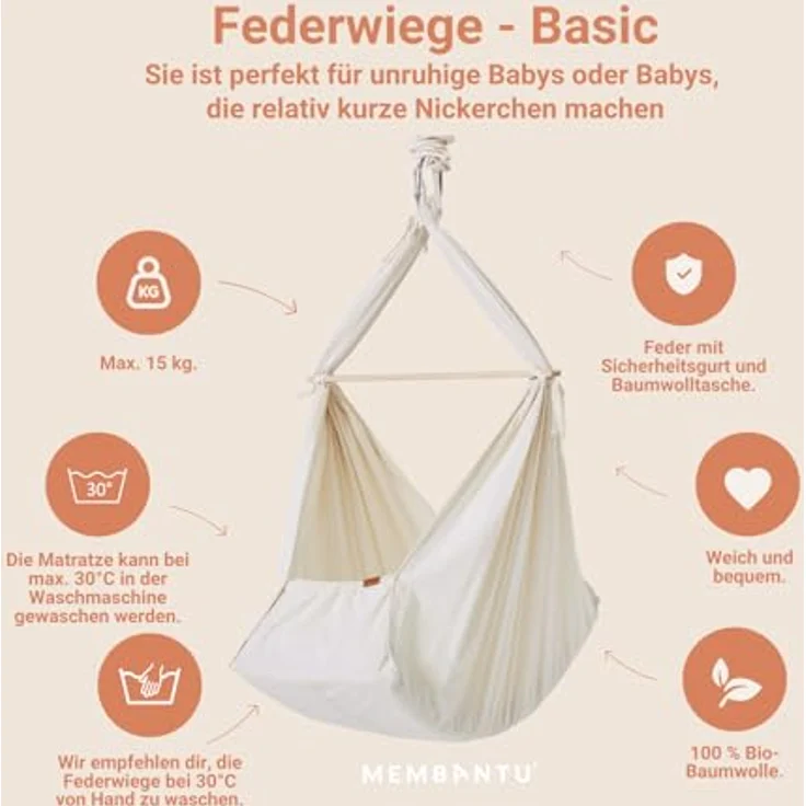 Membantu® Federwiege Basic für Babys (Cozy Cradle) Natur – Bild 7