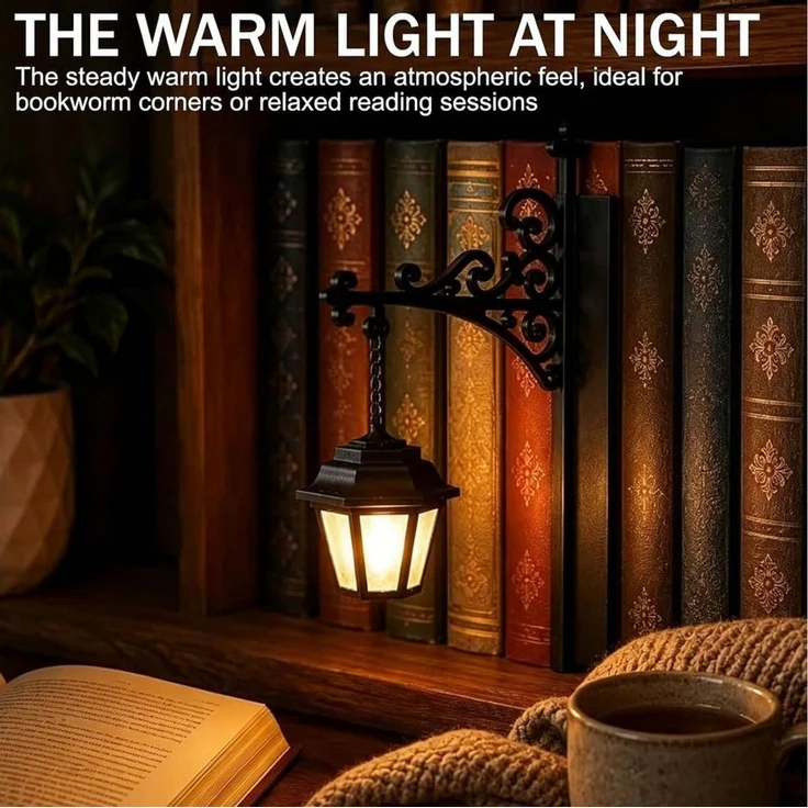 FELIXLEO Wandleuchte Bücherregal Lampe Vintage Laterne LED Buchstütze 2 Stück – Bild 3