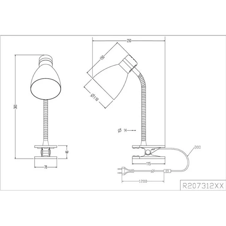 lightling Klemmleuchte Harley, ohne Leuchtmittel, Schnurschalter, flexibel, IP20 Indoor – Bild 4