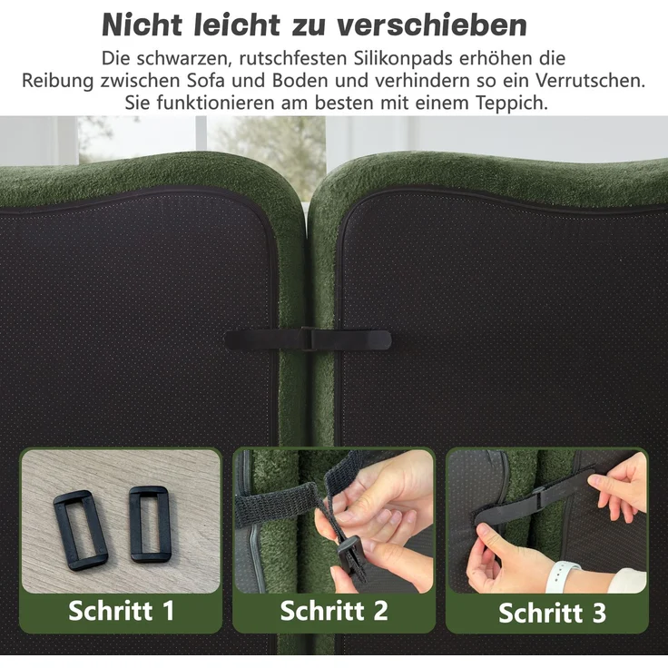 EINHOM 3-Sitzer Modulares Boneless Sofa aus 32D Hochdichtschaum, Wellenform mit tiefer Sitzfläche, bewegliches Armlehnenkissen, ideal für Wohnzimmer, Grün – Bild 5