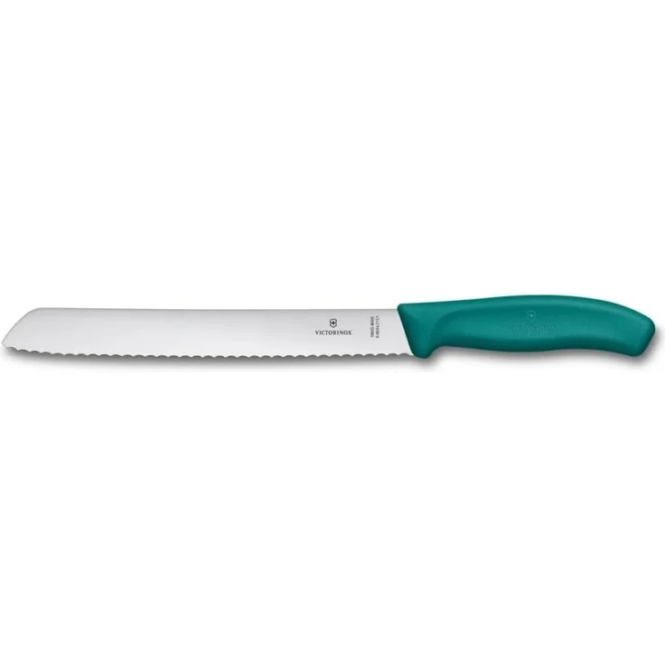 Victorinox Swiss Classic Profi Brotmesser, Extra Scharfe Klinge, Wellenschliff, 21 cm, Robuster Kunststoffgriff, Rostfreier Stahl, grün – Bild 1