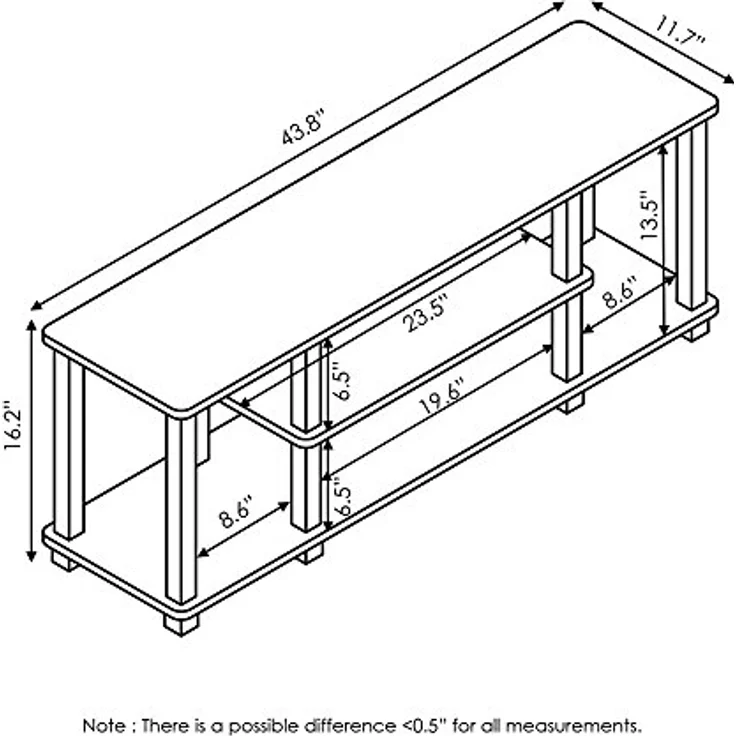 Furinno Entertainment/TV-Regal mit unterschiedlichen Ablageflächen, Französische Eiche Grau/Schwarz, 29. 72x111. 25x41. 15 cm – Bild 7