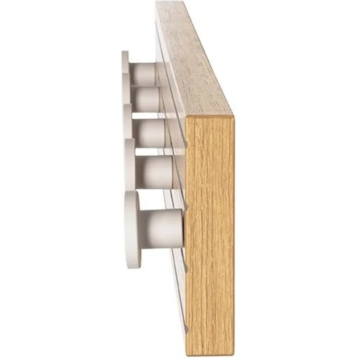 Haku Garderobenleiste mit 3 Metallhaken, Eiche-Dekor und Kaschmirgrau, MDF-Korpus, 60x4x9 cm – Bild 5