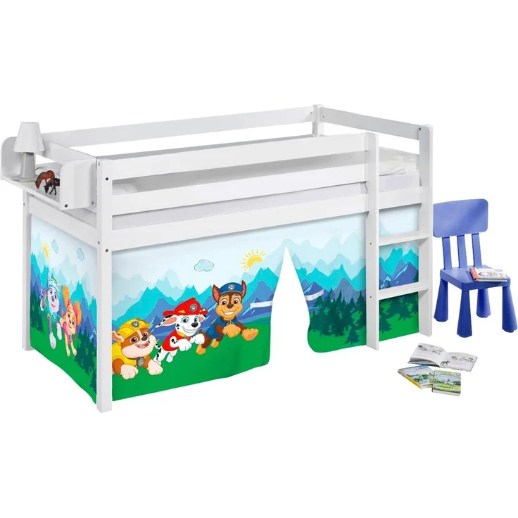 Lilokids Kinderbett Hochbett JELLE weiß mit Vorhang PAW PATROL 200x90 cm – Bild 2