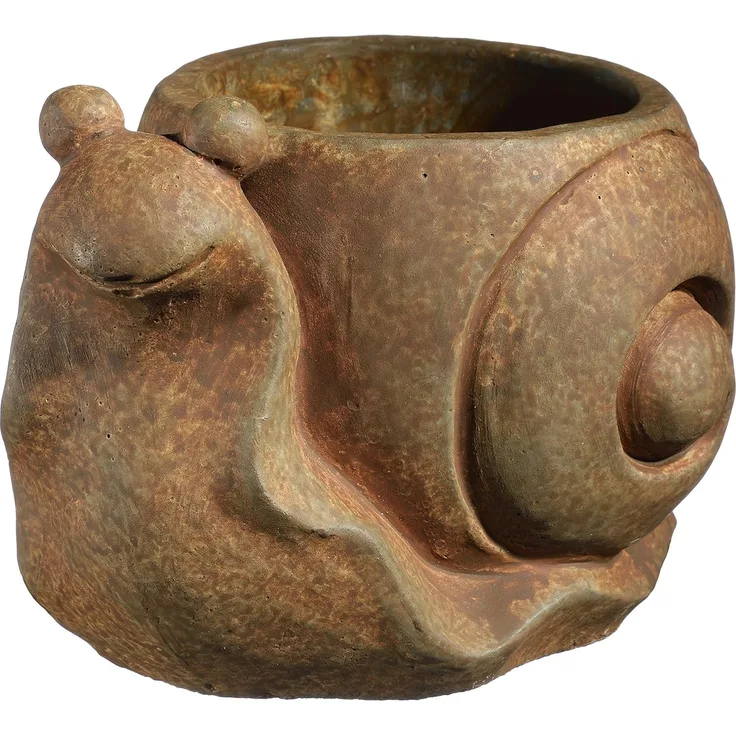 Classic Home and Garden Cement Buddies Pflanzgefäß lächelnde Schnecke, für Innen- und Außenbereich, mit Ablaufloch, Rostbraun, groß, ca. 20,5 cm