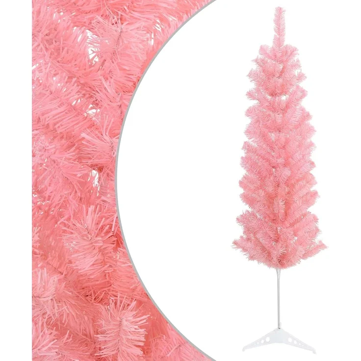 vidaXL Künstlicher schlanker Weihnachtsbaum 120 cm PVC und Stahl Rosa 42055245 – Bild 1