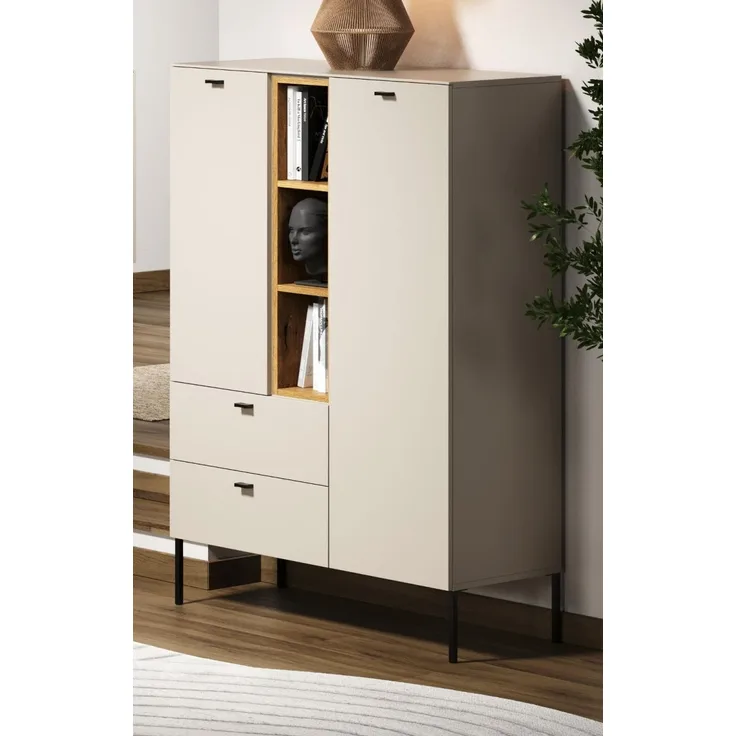 Highboard Sao Paulo in Sand und Eiche 93 x 140 cm