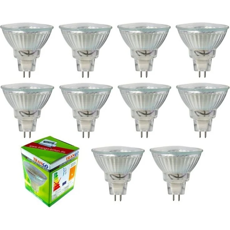 TRANGO LED-Leuchtmittel, 10er Set MR16030 LED Leuchtmittel mit MR16 Fassung zum Austausch von herkömmlichen Halogen Leuchtmittel MR16 I GU5.3 I G4 12 Volt 3000K warmweiß, 10 St, 10er Set MR16030 LED Leuchtmittel mit MR16 Fassung zum Austausch von herkö... – Bild 4