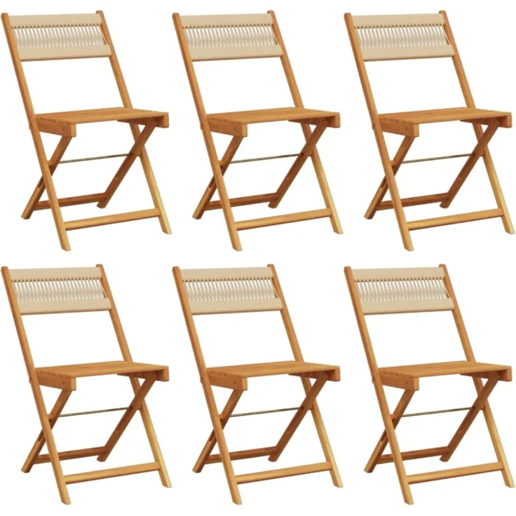 vidaXL Klappstühle, 6 Stück, beige, massives Akazienholz 3214608 – Bild 2