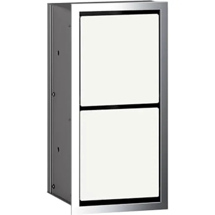 Emco Asis 150 Unterputz-WC-Papier-Modul, Badezimmerschrank mit Toilettenpapierhalter für unsichtbaren Stauraum, Hochschrank mit 2 Fächern aus Aluminium, optiwhite