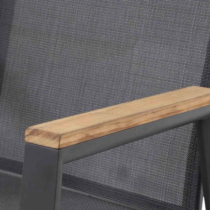 Siena Garden Dining Stapelsessel Savona matt anthrazit/schwarz silber/Teak – Bild 6