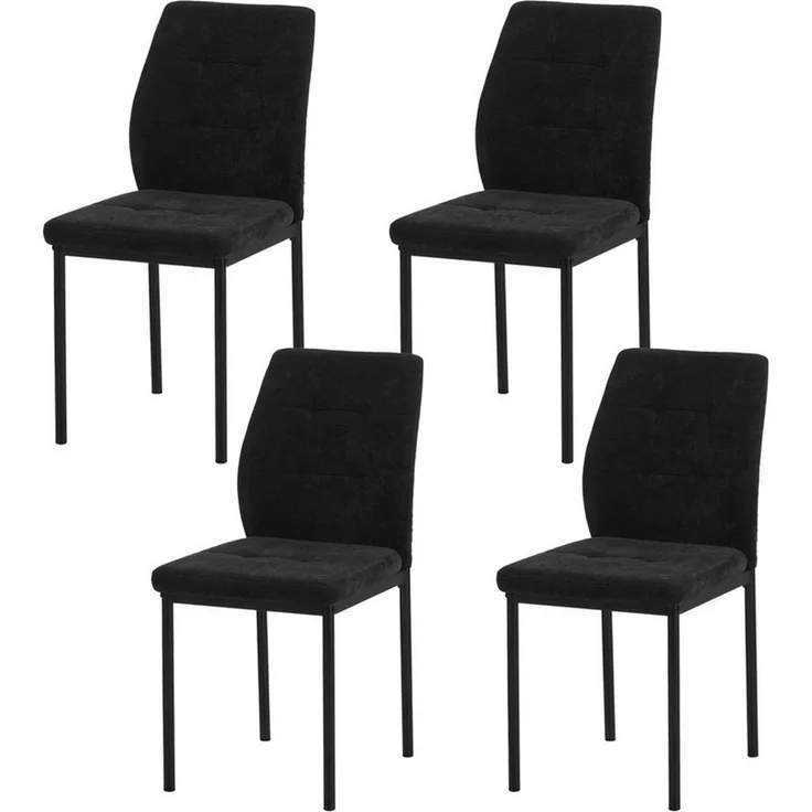 HTI-Living Esszimmerstuhl Esszimmerstuhl TromiM Webstoff Schwarz (Set, 4 St), Polsterstuhl mit schwarzen Metallbeinen