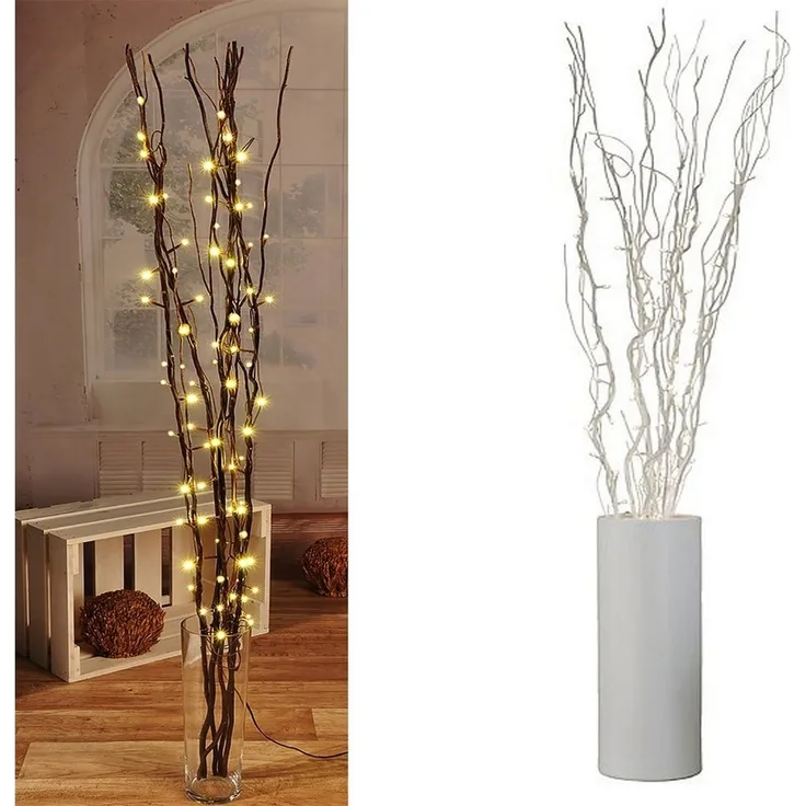 Mojawo Lichterzweige mit 80 LEDs, Kunststoff silber, 120 cm