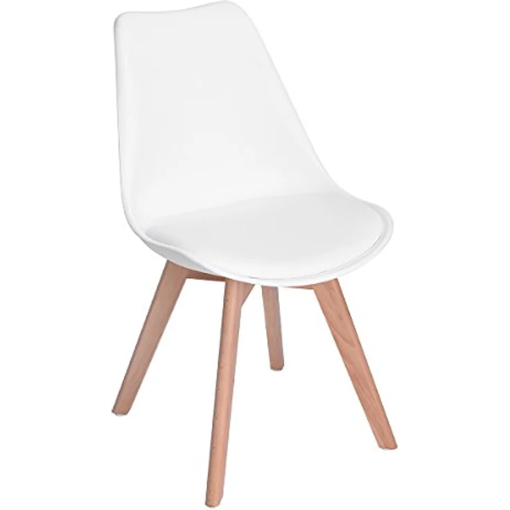 H. J WeDoo 2 x Wohnzimmerstuhl Esszimmerstuhl Bürostuhl mit Massivholz Buche Bein,Retro Design Gepolsterter lStuhl Küchenstuhl Holz, Weiß – Bild 9
