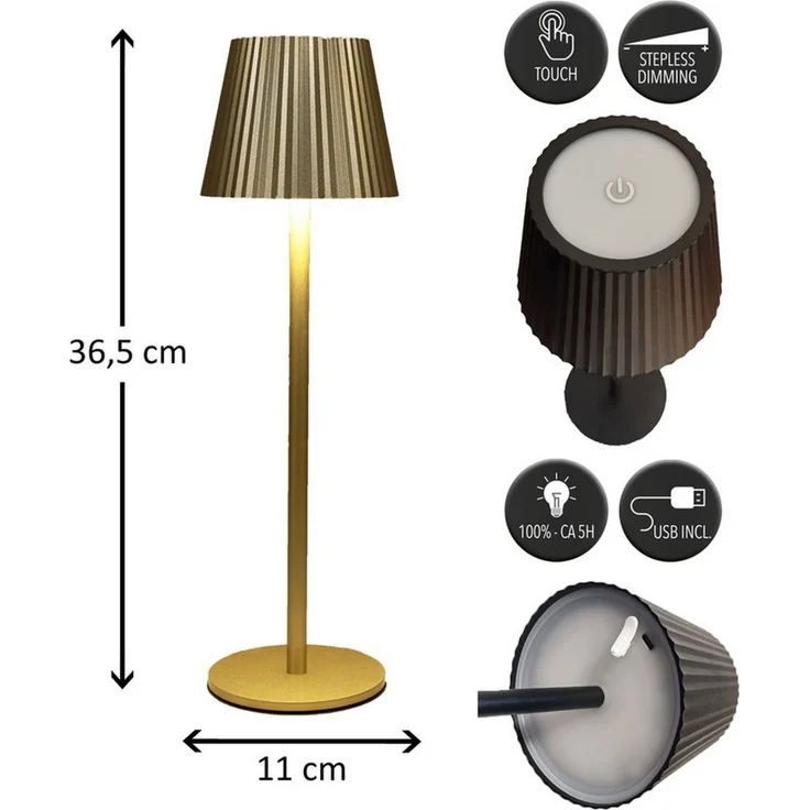 Coen Bakker Deco BV LED Tischleuchte Touch Tischlampe Dimmbar Akku In-/Outdoor IP44, Touch-Funktion, LED fest verbaut, Warmweiß, Kaltweiß, Tageslichtweiß – Bild 2
