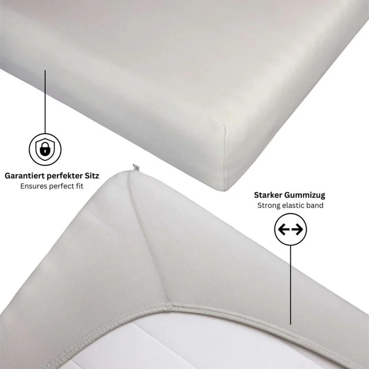 Esprit Spannbettlaken PREMIUM Spannbettlaken, 95% Baumwolle, 5% Elasthan, Gummizug: rundum, (2 Stück), 100 x 200 cm - 2er Set in Grau – Bild 3