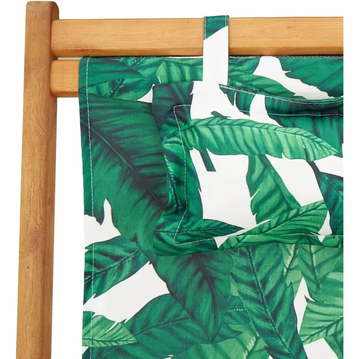 vidaXL Strandstuhl Klappbar Blattmuster Massivholz Eukalyptus Stoff 366562 – Bild 8