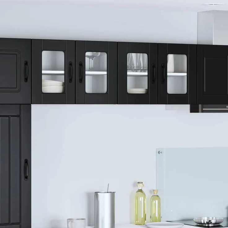 vidaXL Wandglas-Schrank PORTO Schwarz 60 x 31 x 40 cm Holzwerkstoff 885317 – Bild 1
